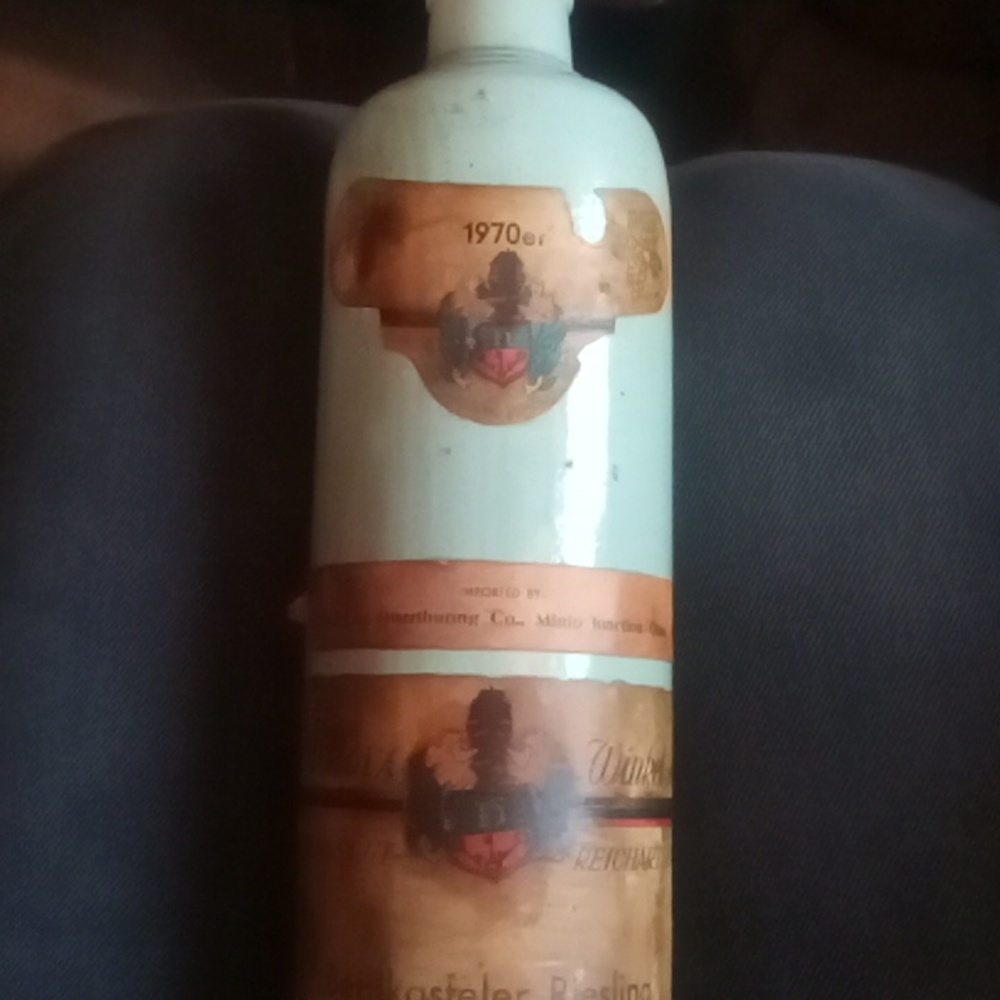 Vintage stone crock German export wine bottle